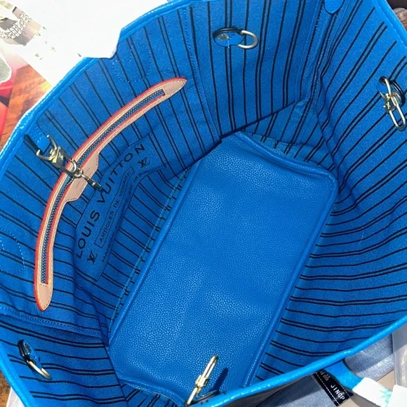 Monogram Canvas Tote with Bright Blue Trim - Picture 4 of 6